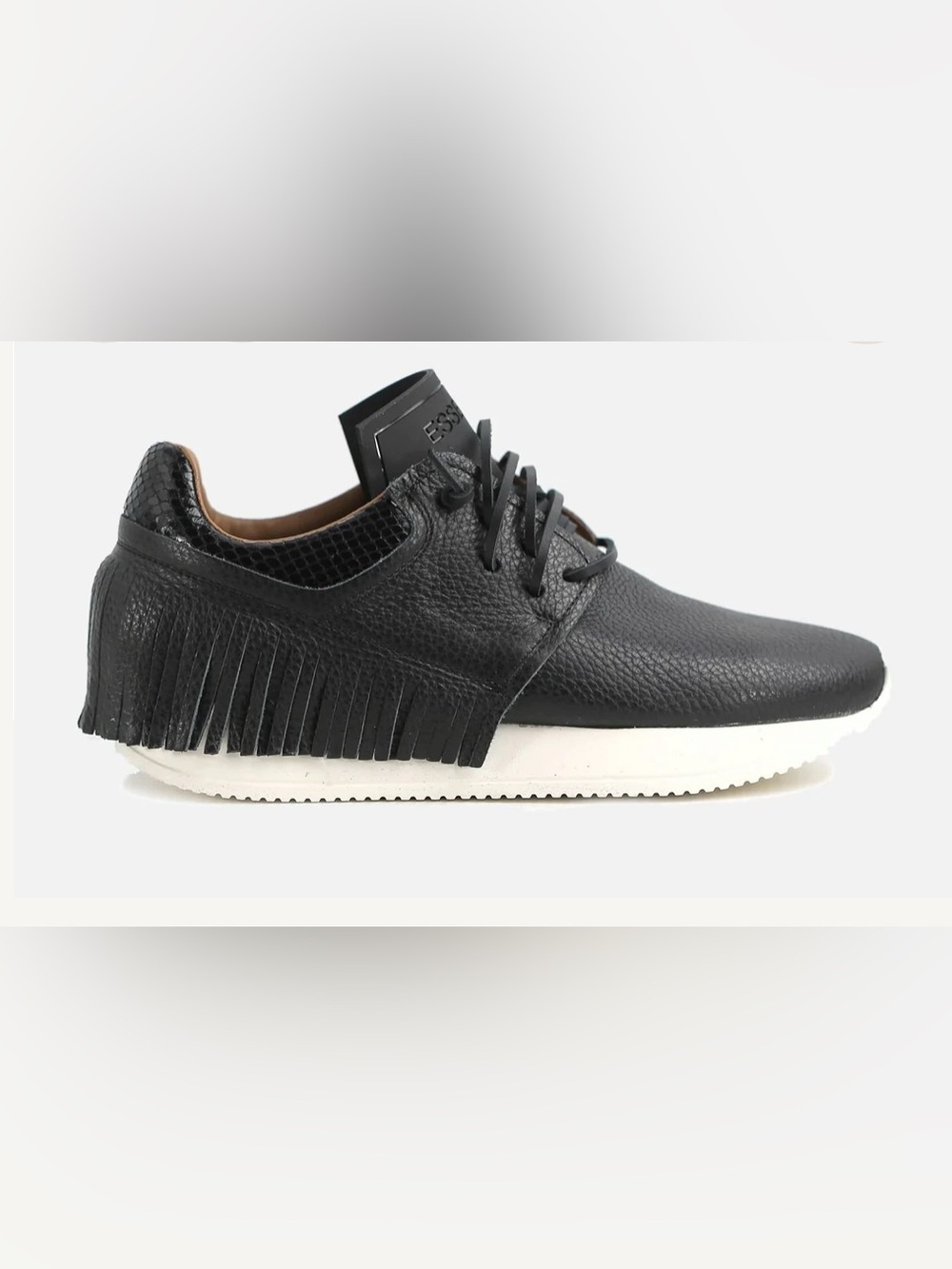 Esseutesse Fringed Leather Sneaker in Black